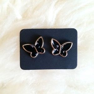 3 for $15 Black Translucent Sparkly Butterfly Stud Earrings